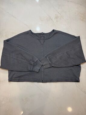 aerie Heather Gray Knit Crew Sweatshirt